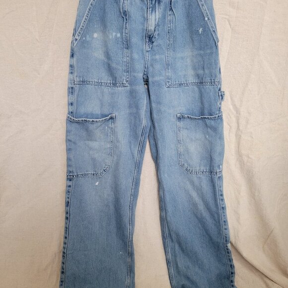 BDG Urban Outfitters Wide-Leg Carpenter Jeans – Size 25 – Light Wash Workwear De - Picture 2 of 6